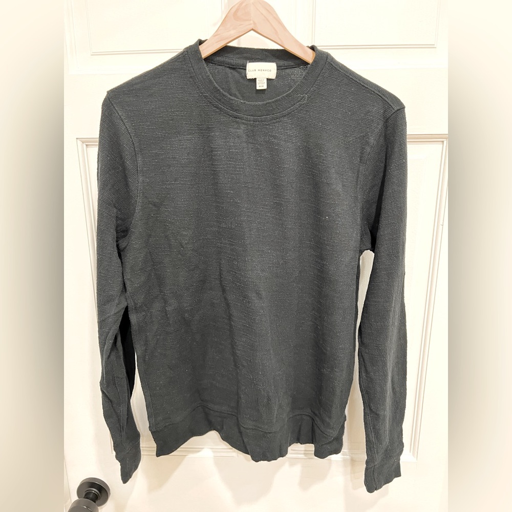 Club Monaco black long sleeve textured tee sz med